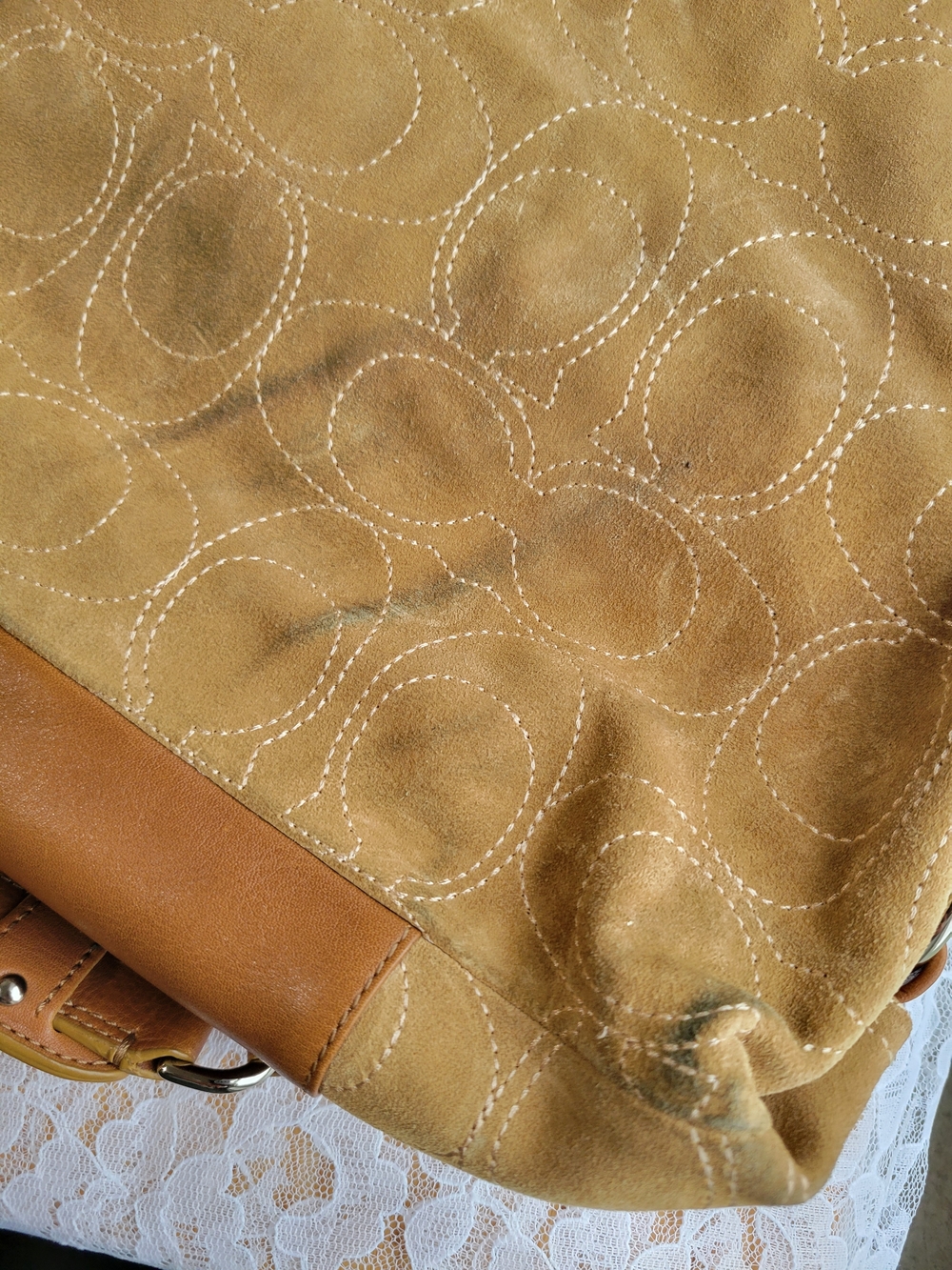 Coach Ashley Tan Suede & Leather Two Way Satchel - Picture 8 of 8